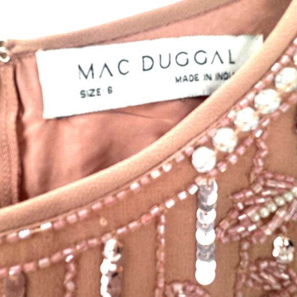 Mac Duggal Cocktail 70260D Tea Length Beaded Jewel Dress Rose Pink 6 NWT - Picture 9 of 9